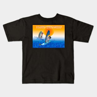 I Love Windsurfing Kids T-Shirt